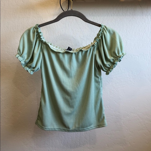 ASOS Mint Green Off Shoulder Top - Picture 3 of 8